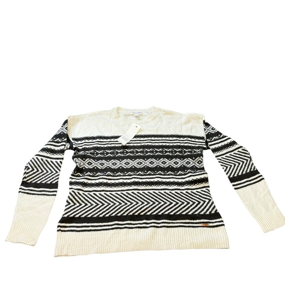 Calvin Klein Black & White Geometric Knit Sweater - Size S NWT - Picture 1 of 5